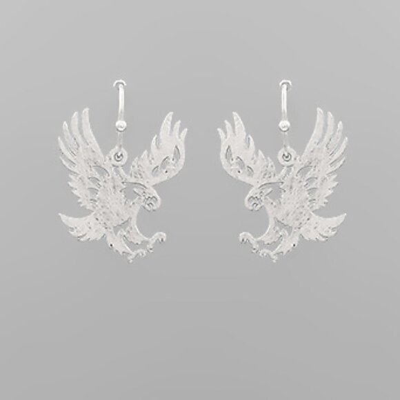 Textured Metal Eagle Filigree Earrings - Picture 2 of 2
